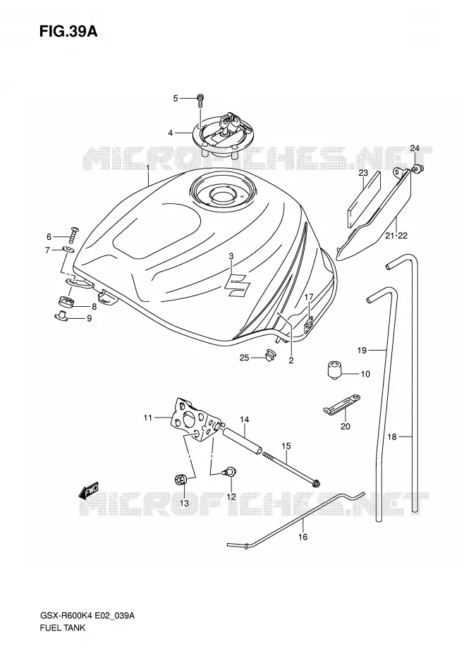 RESERVOIR D'ESSENCE (GSX-R600K5) Suzuki MOTO 600 GSX-R 2004  GSX-R600U3K4(E2)