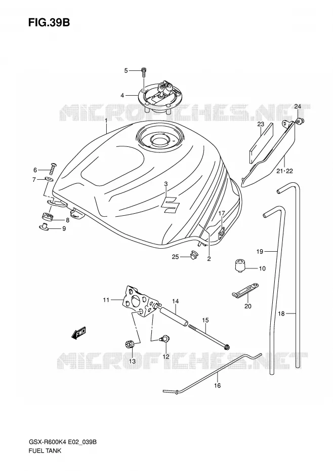 RESERVOIR D'ESSENCE (GSX-R600XK5) Suzuki MOTO 600 GSX-R 2004  GSX-R600U2K4(E2)