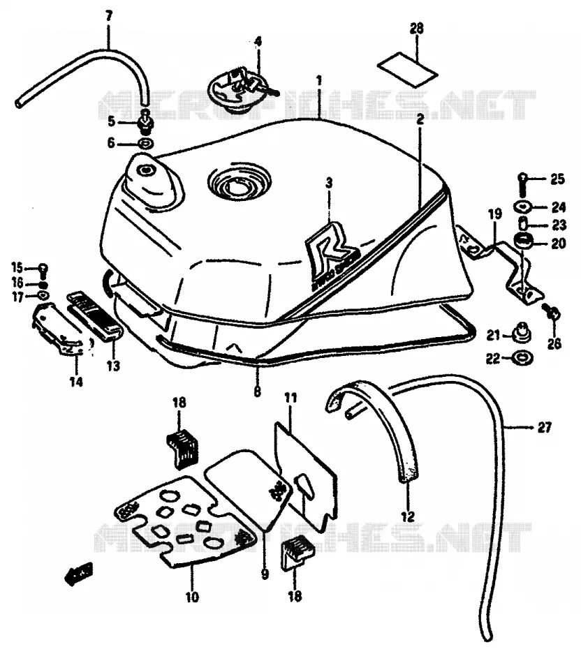 RESERVOIR D'ESSENCE (MODELE H) Suzuki MOTO 750 GSX-R 1986  GSX-750G(F/G/H) E34