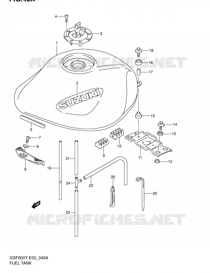 RESERVOIR D'ESSENCE (MODELE K2) Suzuki MOTO 600 BANDIT 2002  GSF600SUK2(E2)