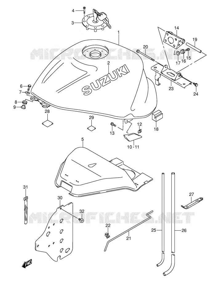 RESERVOIR D'ESSENCE (MODELE K3) Suzuki MOTO 1300 HAYABUSA 2002  GSX1300RU1K2(E2)