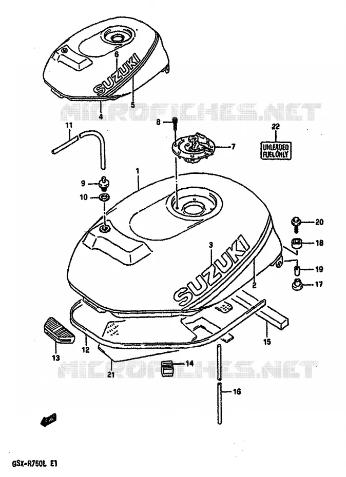 RESERVOIR D'ESSENCE (MODELE L) Suzuki MOTO 750 GSX-R 1990  GSX-R750L(J/K/L)