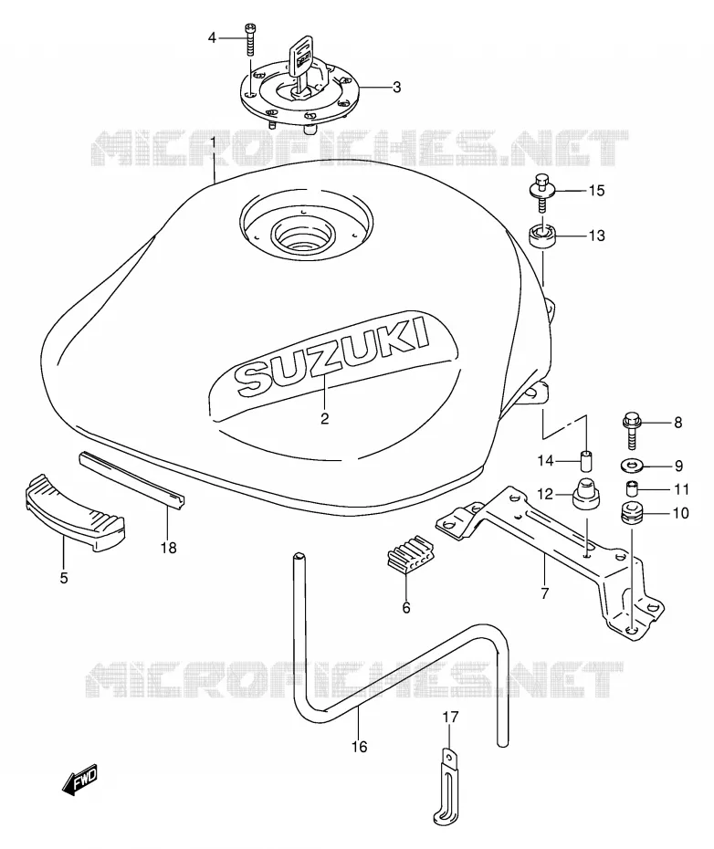 RESERVOIR D'ESSENCE (MODELE S/T) Suzuki MOTO 600 BANDIT 1997  GSF600UV(E2)