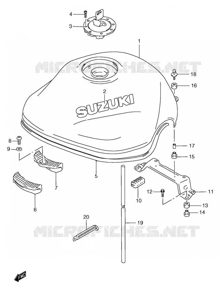 RESERVOIR D'ESSENCE (MODELE T/V) Suzuki MOTO 1200 BANDIT 1996  GSF1200T(E2)