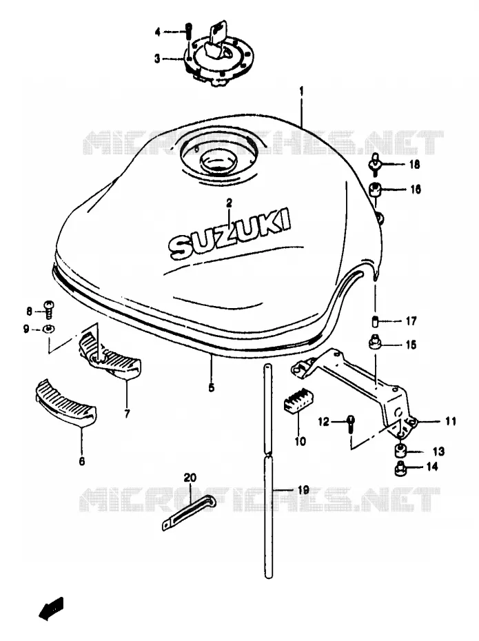 RESERVOIR D'ESSENCE (MODELE T/V) Suzuki MOTO 1200 BANDIT 1998  GSF1200W/GSF1200SW/GSF1200SAW