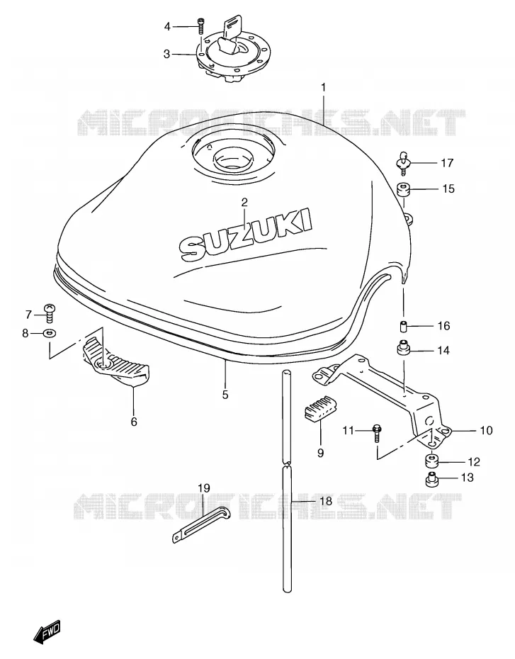 RESERVOIR D'ESSENCE (MODELE Y) Suzuki MOTO 1200 BANDIT 2000  GSF1200SAY(E2)