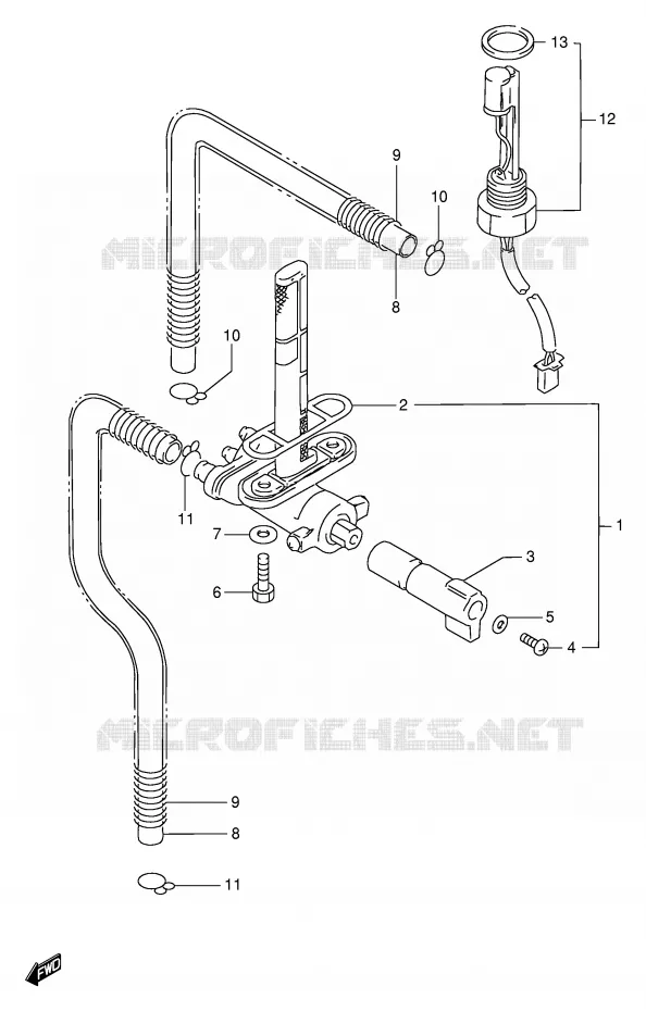 ROBINET D'ESSENCE (MODELE P/R) Suzuki MOTO 1100 GSX-R 1995  GSX-R1100WS(E2)