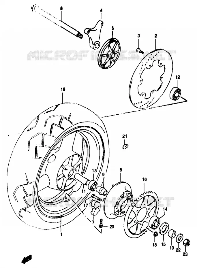 ROUE ARRIERE (GSF1200SAV/SAW/SAX/SAY) Suzuki MOTO 1200 BANDIT 1998  GSF1200SW(T/V/W/X/Y)