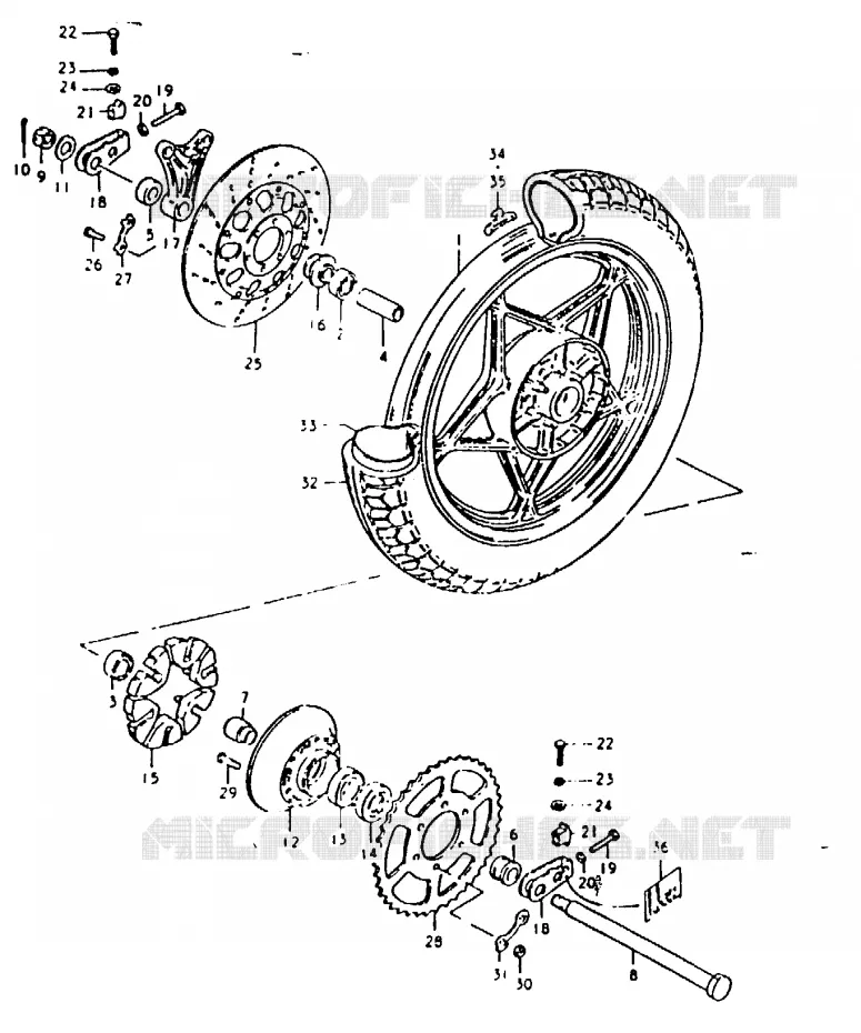ROUE ARRIERE (GSX1100ET, GSX1100EX) Suzuki MOTO 1100 GSX-E 1980  GSX1100ET(T/X)