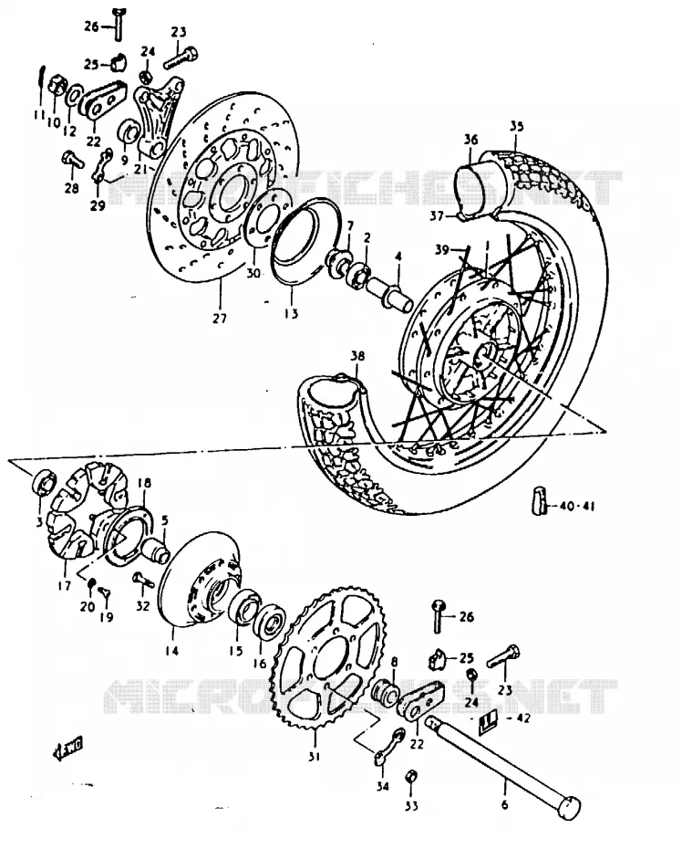ROUE ARRIERE (GSX1100T, GSX1100X) Suzuki MOTO 1100 GSX-E 1981  GSX1100EX(T/X)