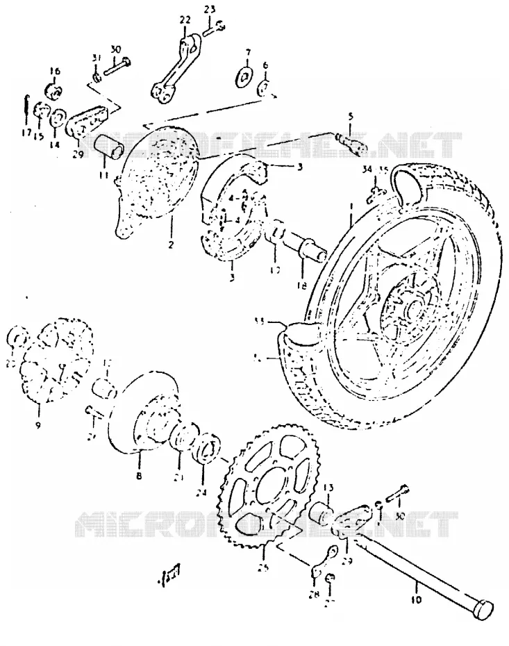 ROUE ARRIERE Suzuki MOTO 400 GSX 1980  GSX400LX(T/X)