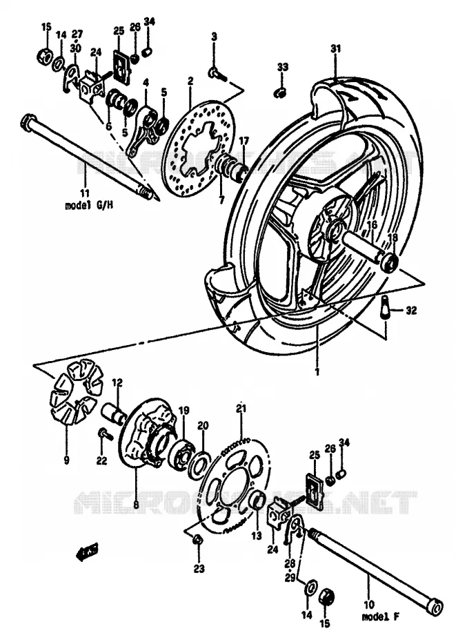 ROUE ARRIERE Suzuki MOTO 750 GSX-R 1985  GSX-R750F(F/G/H)
