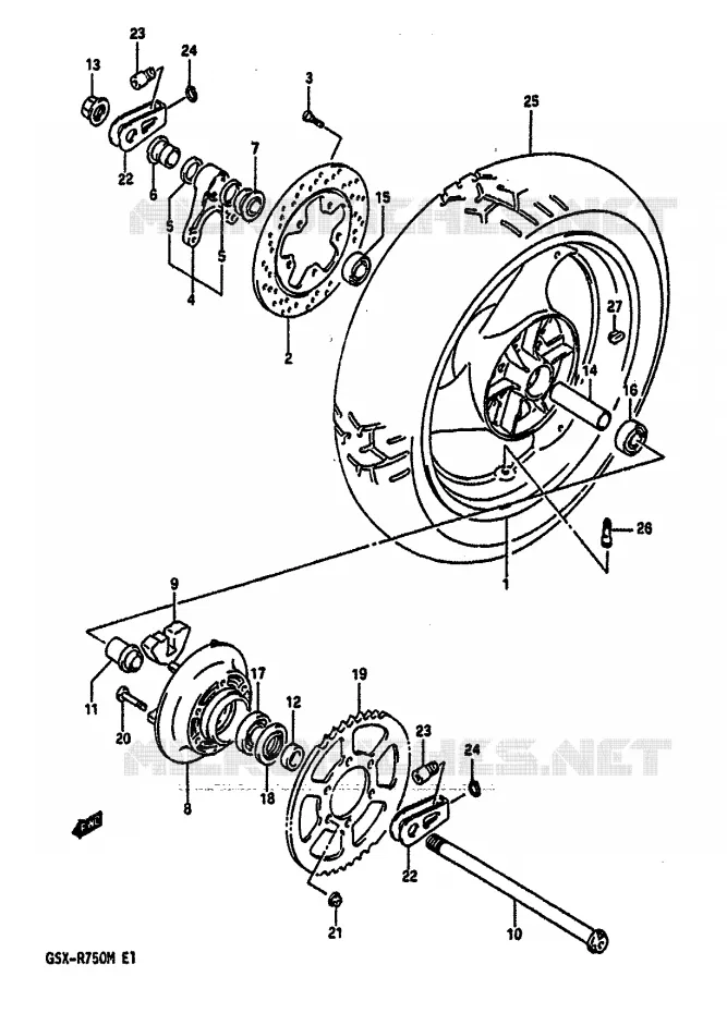 ROUE ARRIERE Suzuki MOTO 750 GSX-R 1991  GSX-R750M