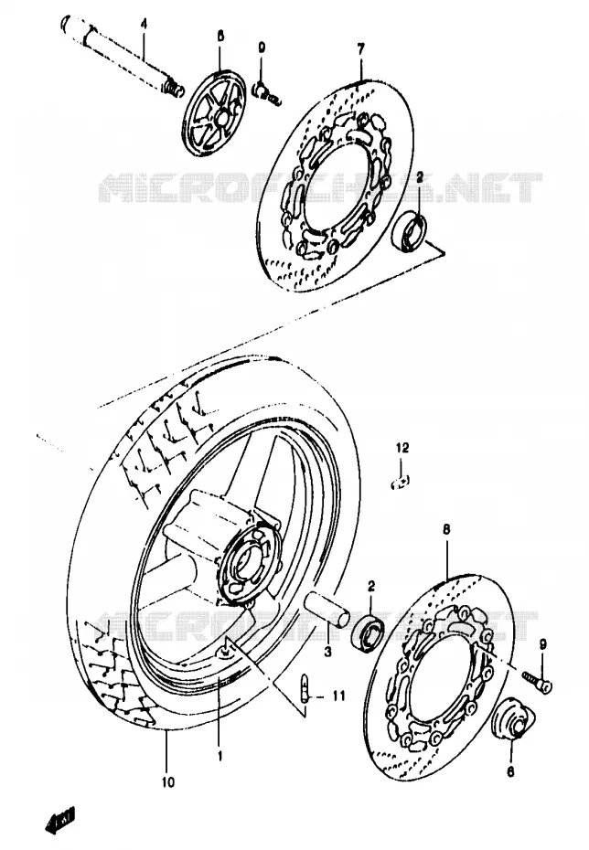 ROUE AVANT (GSF1200SAV/SAW/SAX/SAY) Suzuki MOTO 1200 BANDIT 1996  GSF1200T/GSF1200ST