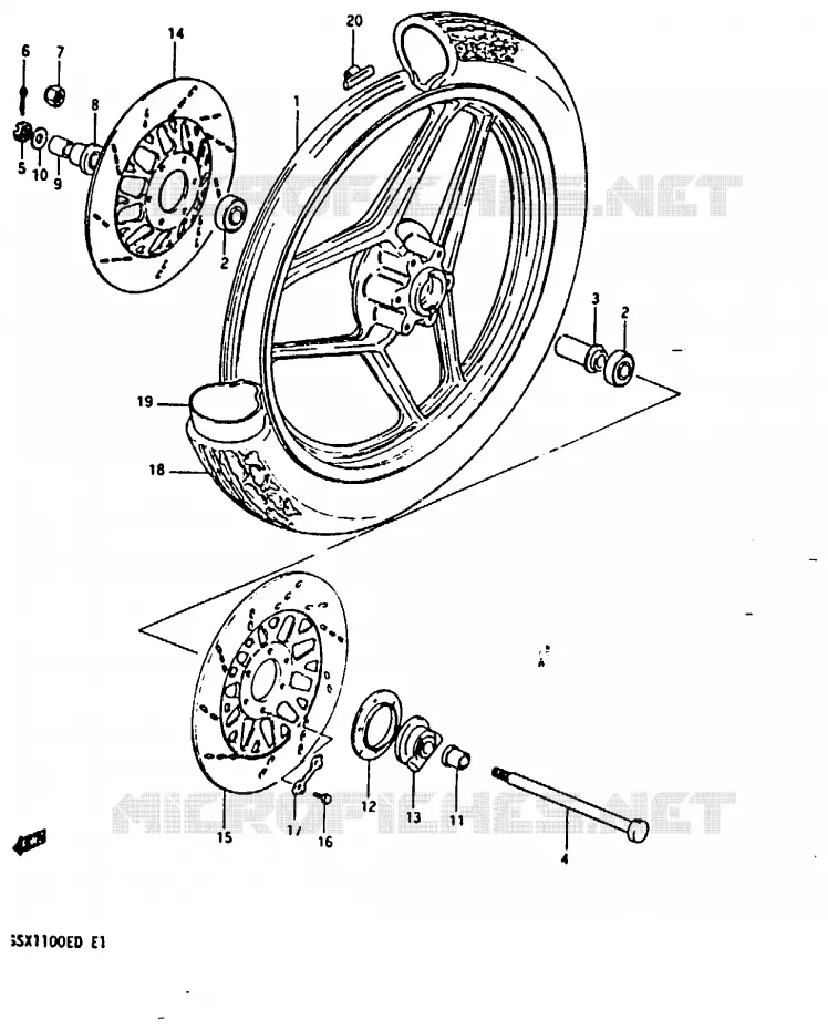 ROUE AVANT (GSX1100ED/EXD/ESD) Suzuki MOTO 1100 GSX-E 1983  GSX1100ED(Z/D)