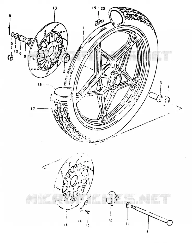 ROUE AVANT (GSX1100ET, GSX1100EX) Suzuki MOTO 1100 GSX 1980  GSX1100T(T/X)
