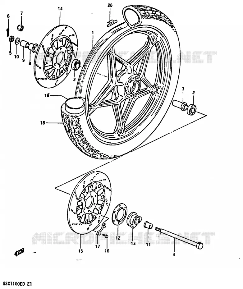 ROUE AVANT (GSX1100EZ) Suzuki MOTO 1100 GSX 1983  GSX1100D(Z/D)