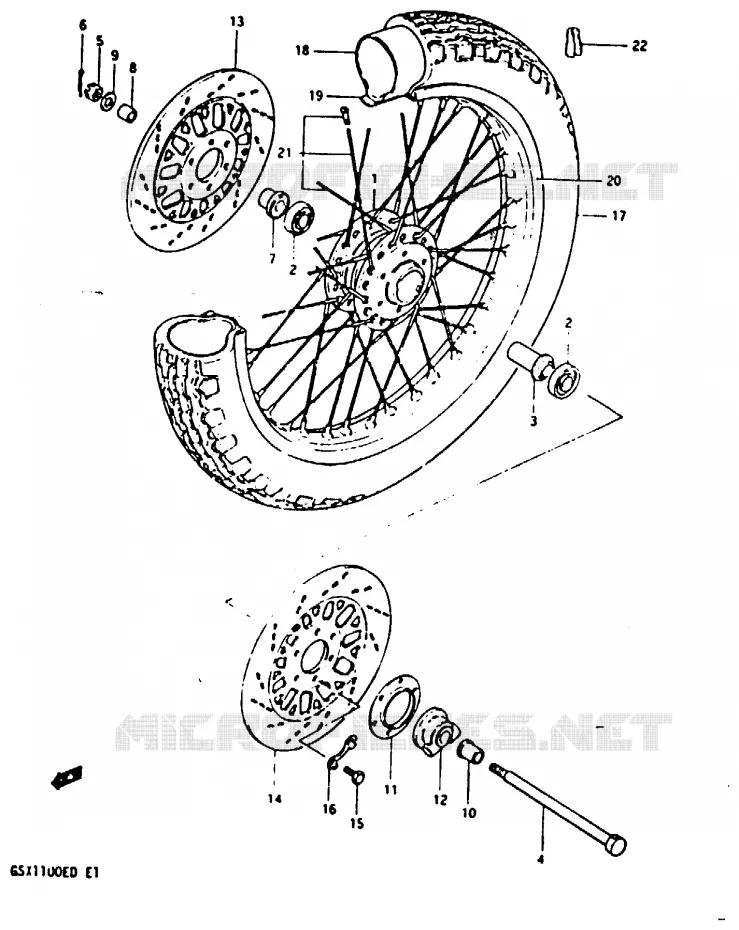 ROUE AVANT (GSX1100Z/D/XD) Suzuki MOTO 1100 GSX-E 1983  GSX1100EXD(Z/D)