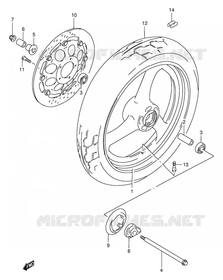 ROUE AVANT (MODELE M) Suzuki MOTO 250 GSX 1996  GSX250FT(E24)