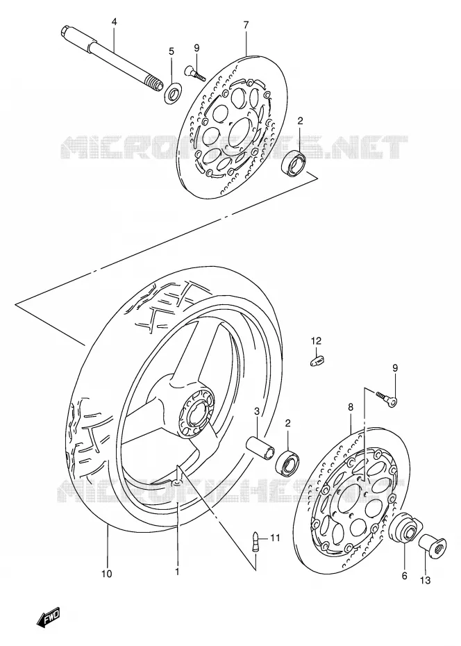 ROUE AVANT (MODELE S/T/V/W) Suzuki MOTO 1100 GSX-R 1995  GSX-R1100WSKS(E2)