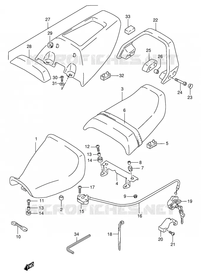 SELLE (MODELE P) Suzuki MOTO 1100 GSX-R 1994  GSX-R1100WR(E2)