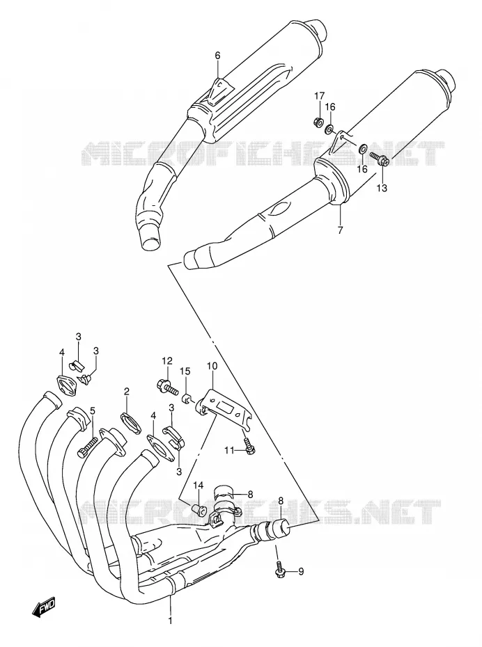 SILENCIEUX (MODELE P/R) Suzuki MOTO 1100 GSX-R 1995  GSX-R1100WS(E28)