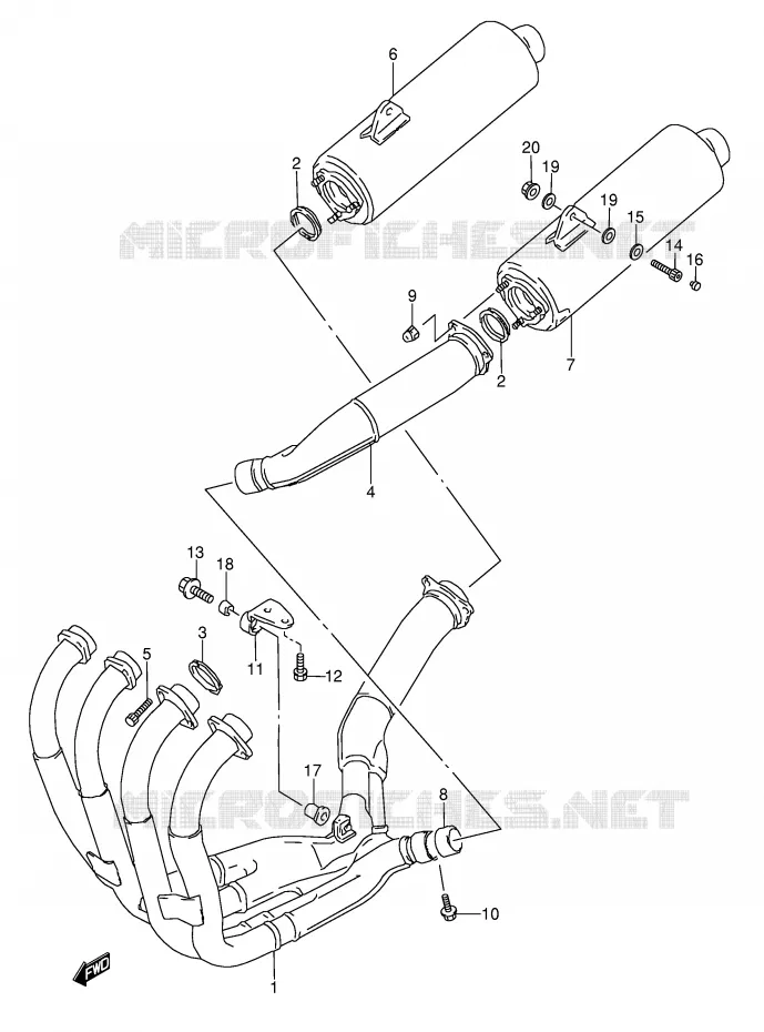 SILENCIEUX (MODELE S/T/V/W) Suzuki MOTO 1100 GSX-R 1995  GSX-R1100WSKS(E28)