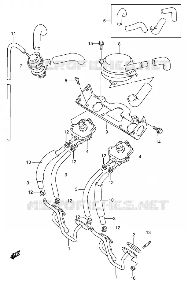 SYSTÈME DE RECYCLAGE GAZ D'ECHAPPEMENT (E18) Suzuki MOTO 600 BANDIT 1997  GSF600SV(E2)