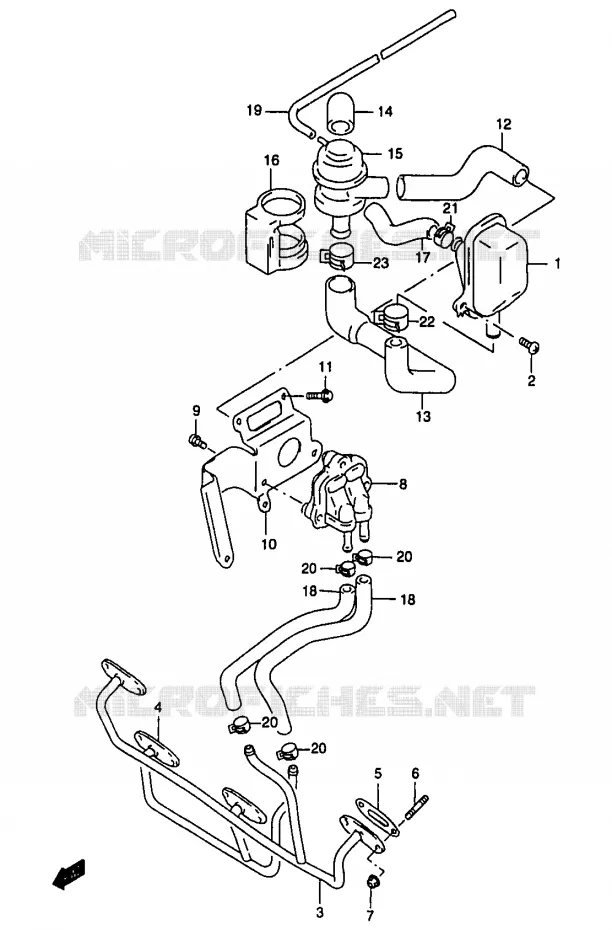 SYSTÈME DE RECYCLAGE GAZ D'ECHAPPEMENT (GSF1200SAV/SAW/SAX/SAY E18) Suzuki MOTO 1200 BANDIT 2000  GSF1200SAY(T/V/W/X/Y)