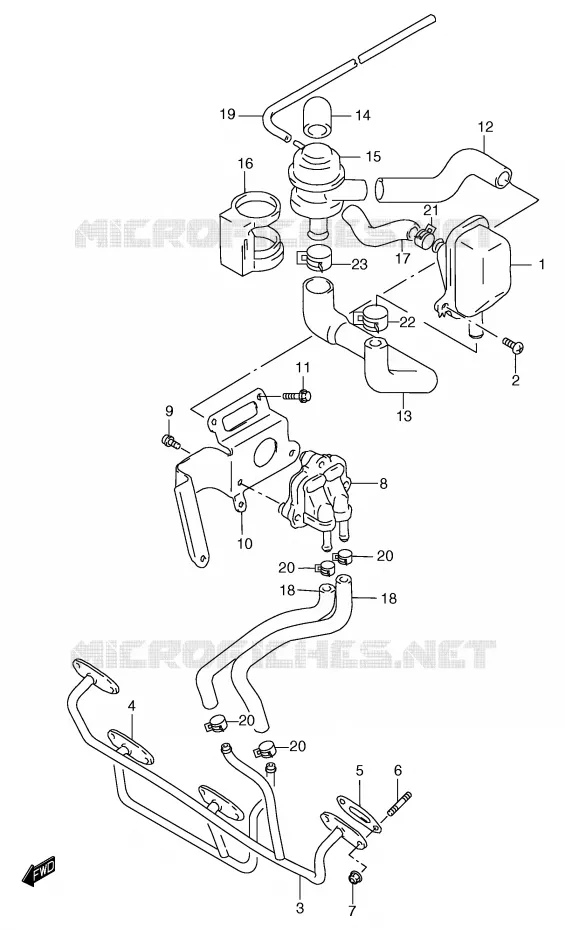 SYSTÈME DE RECYCLAGE GAZ D'ECHAPPEMENT (GSF1200SAV/SAW/SAX/SAY E18) Suzuki MOTO 1200 BANDIT 2000  GSF1200SY(E2)