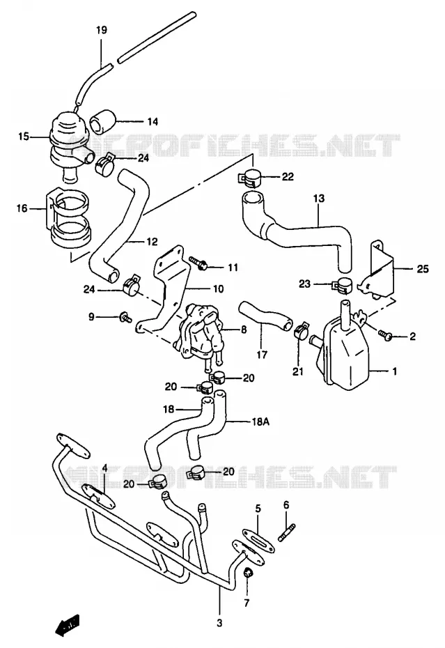 SYSTÈME DE RECYCLAGE GAZ D'ECHAPPEMENT (GSF1200W/X/Y E18) Suzuki MOTO 1200 BANDIT 1998  GSF1200W(T/V/W/X/Y)