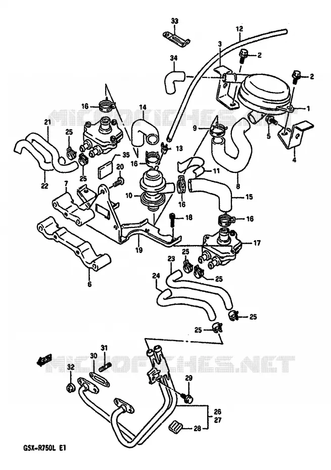 SYSTÈME DE RECYCLAGE GAZ D'ECHAPPEMENT (MODELE L E18) Suzuki MOTO 750 GSX-R 1989  GSX-R750K(K/L/M)