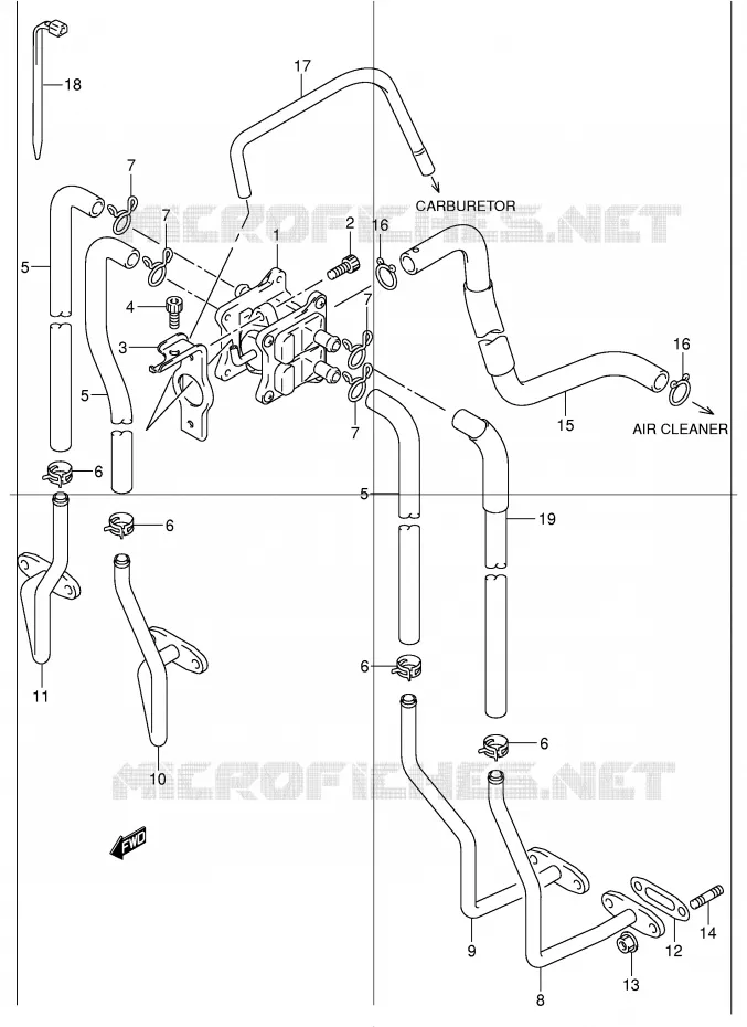 SYSTÈME DE RECYCLAGE GAZ D'ECHAPPEMENT Suzuki MOTO 1200 BANDIT 2002  GSF1200K2(E2)
