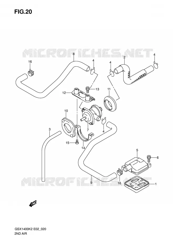 SYSTÈME DE RECYCLAGE GAZ D'ECHAPPEMENT Suzuki MOTO 1400 GSX 2002  GSX1400U1K2(E2)