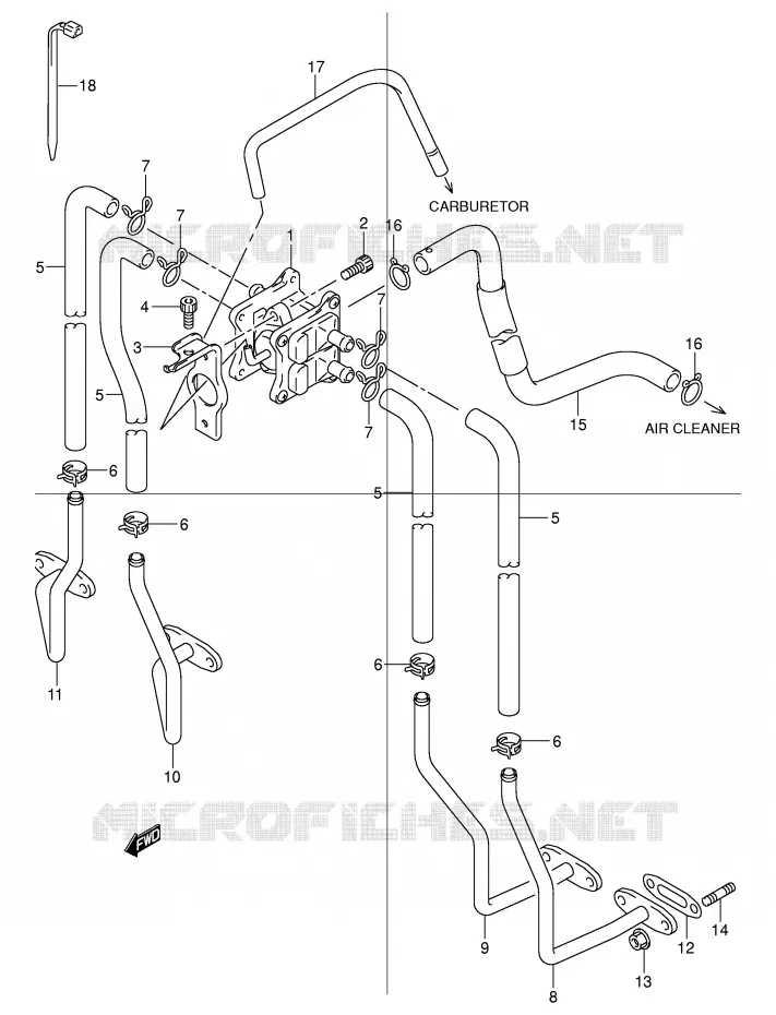 SYSTÈME DE RECYCLAGE GAZ D'ECHAPPEMENT Suzuki MOTO 600 BANDIT 2000  GSF600Y(E2)