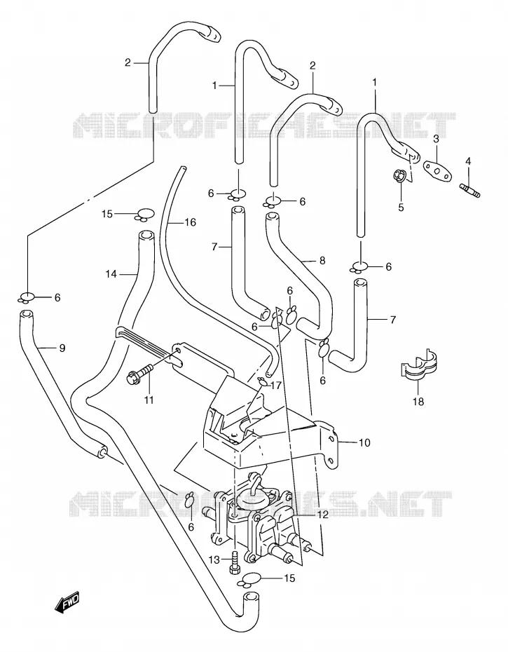 SYSTEME RECYCLAGE GAZ ECHAPPEMENT (MODELE W E18, MODELE W/X/Y E39) Suzuki MOTO 600 GSX-R 1998  GSX-R600W(E2)