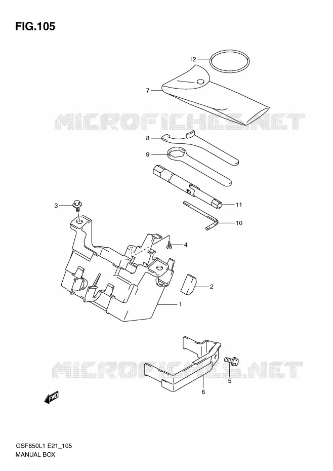 BOITE - TROUSSE A OUTILS (GSF650SAL1 E21) Suzuki MOTO 650 BANDIT 2011  GSF650UAL1(E21)