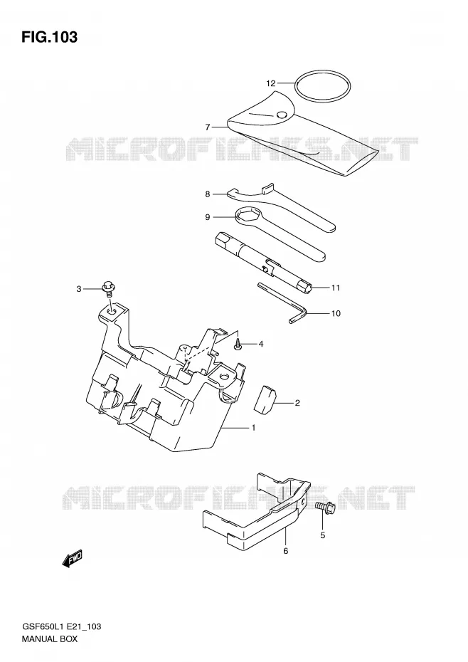 BOITE - TROUSSE A OUTILS (GSF650SL1 E21) Suzuki MOTO 650 BANDIT 2011  GSF650SL1(E21)