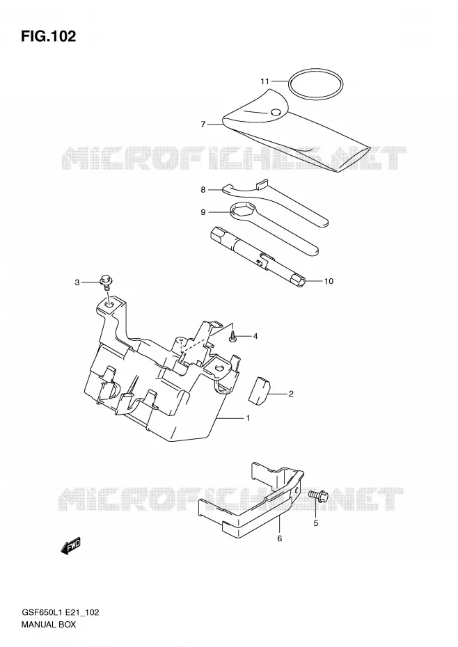 BOITE - TROUSSE A OUTILS (GSF650UAL1 E21) Suzuki MOTO 650 BANDIT 2011  GSF650UAL1(E21)