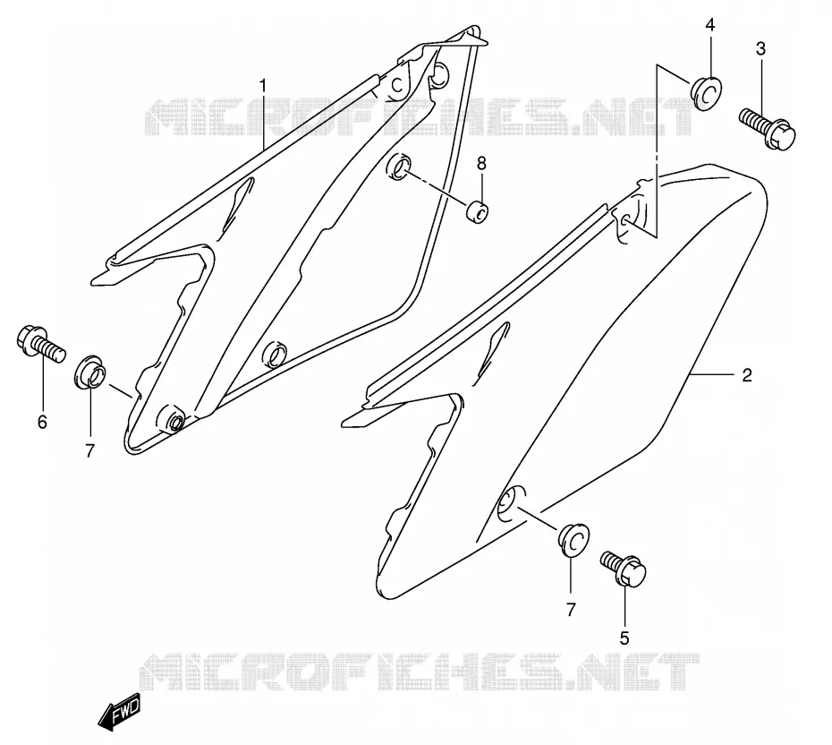 CARENAGES ARRIERE Suzuki MOTO 125 RM 2002  RM125 K2 (E02,E04,E24)