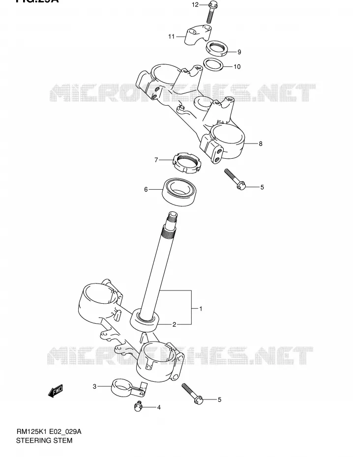 COLONNE DE DIRECTION (MODELE K2) Suzuki MOTO 125 RM 2002  RM125K2(E2)