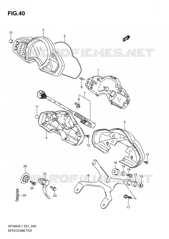 COMPTEUR (SFV650UL1 E21) Suzuki MOTO 650 GLADIUS 2011  SFV650AL1(E21)