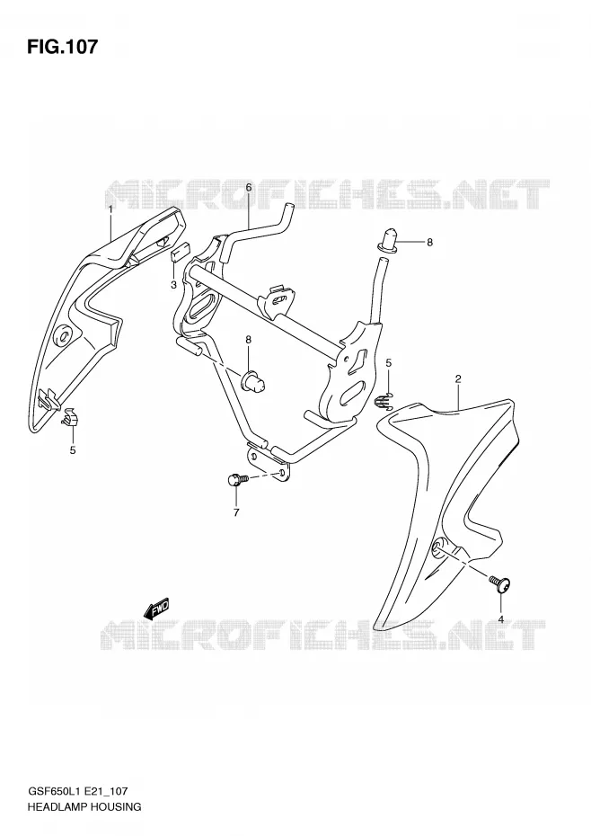 COUVERCLE DE PHARE (GSF650L1 E21) Suzuki MOTO 650 BANDIT 2011  GSF650L1(E21)