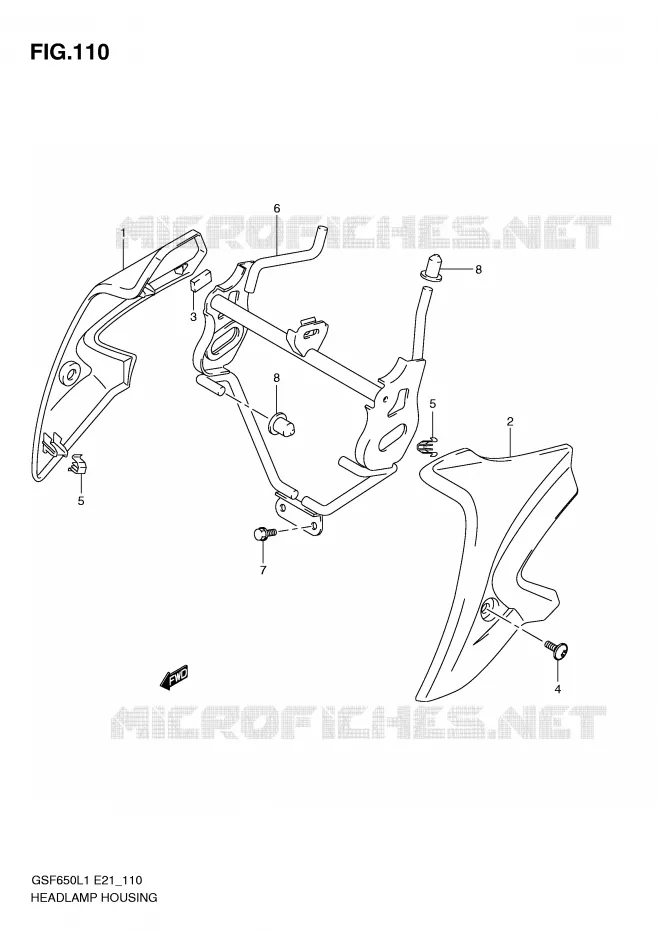 COUVERCLE DE PHARE (GSF650UAL1 E21) Suzuki MOTO 650 BANDIT 2011  GSF650L1(E21)
