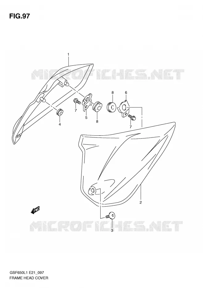 COUVERCLES DE CADRE AVANT (GSF650AL1 E21) Suzuki MOTO 650 BANDIT 2011  GSF650SL1(E21)