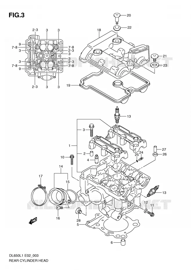 CULASSE ARRIERE Suzuki MOTO 650 V-STROM 2011  DL650L1(E2)