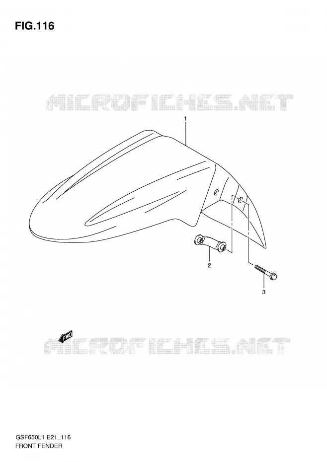 GARDE BOUE AVANT (GSF650SUL1 E21) Suzuki MOTO 650 BANDIT 2011  GSF650AL1(E21)