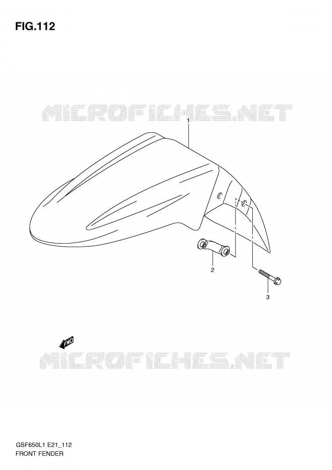 GARDE BOUE AVANT (GSF650UL1 E21) Suzuki MOTO 650 BANDIT 2011  GSF650AL1(E21)