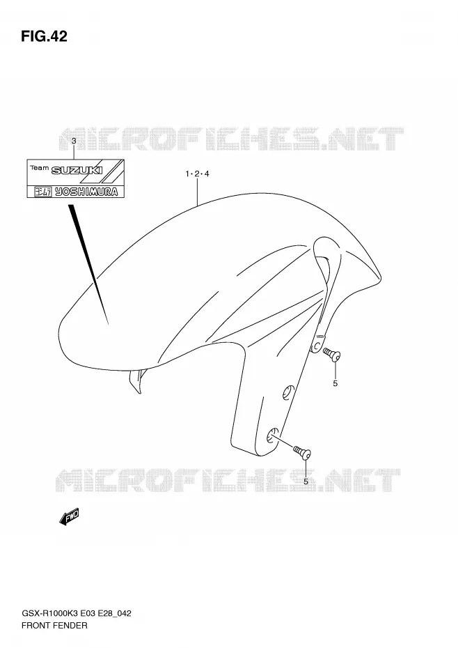 GARDE BOUE AVANT Suzuki MOTO 1000 GSX-R 2004  GSX-R1000ZK4(E3/E28)