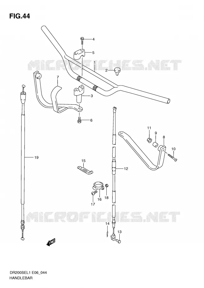 GUIDON (DR200SEL1 E24) Suzuki MOTO 200 DR 2011  DR200SEL1(E6)